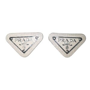 Prada Triangle Patch Designer Metal Charm Vintage Logo Replacement
